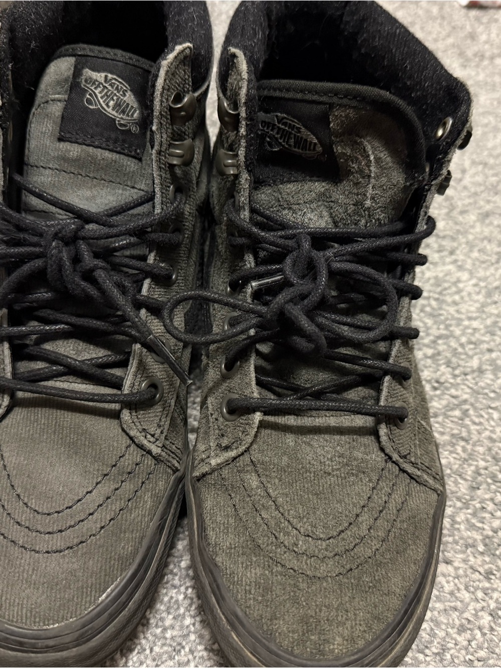 Vans women's High-Top Sneakers in Olive Green with Black Accents - Picture 2 of 5